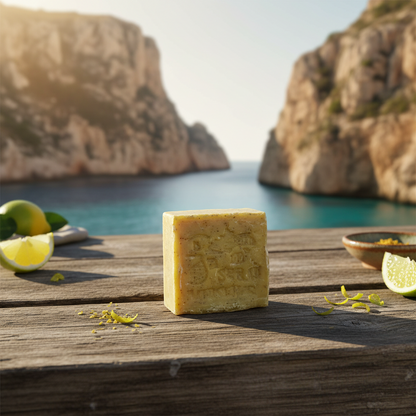 Crushed Green Lemon Marseille Soap Cube - 150g (5.29 Oz)